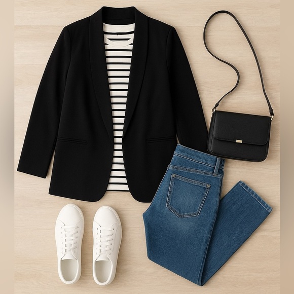 BAGATELLE Open Front Crepe Blazer Black Size 1X - Picture 12 of 12